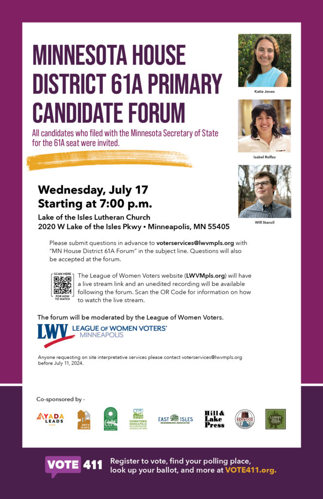 Mn House District 61 A Primary Candidate Forum The Dmna